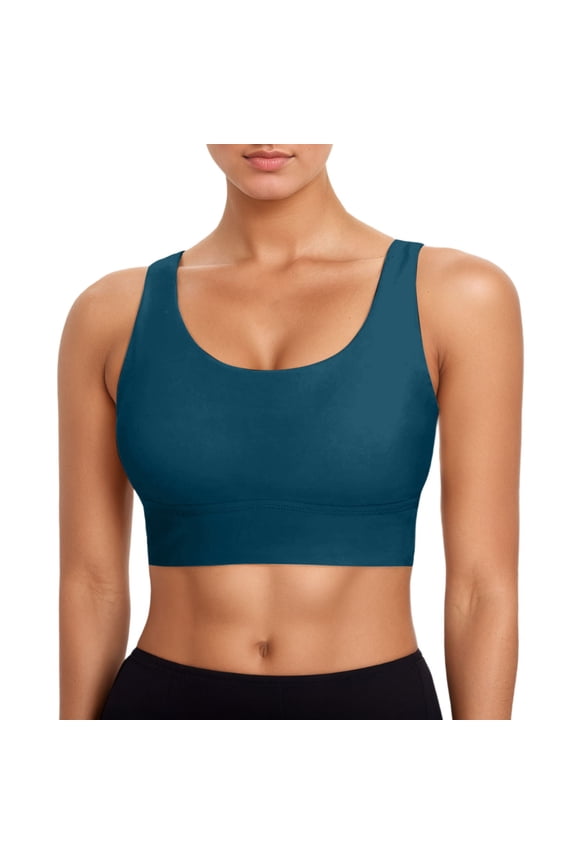 Women Sports Bra Bikini Tops Swim Bra Athletic Swim Tops O-Neck Bathing Tops Solid Color Leisure Brassiere