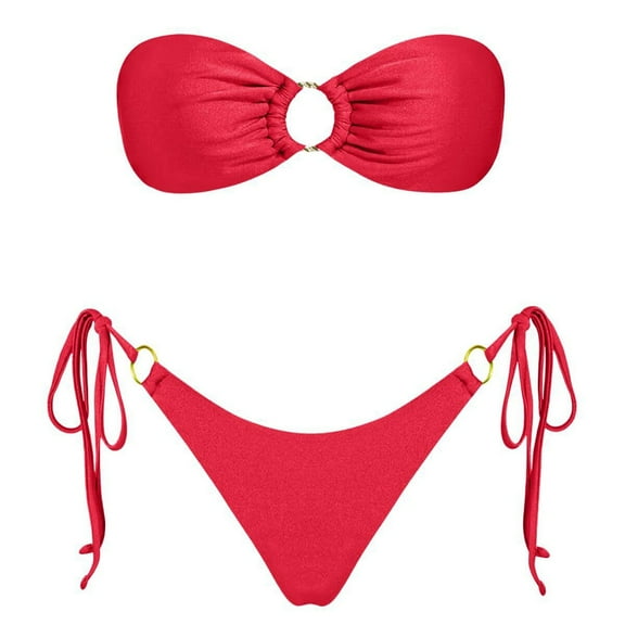 ANINEO Women Swimwear Fashion Sexy Strapless Women Swimwear Swimsuit Solid Color Split Swimsuit Stylish Hawaii Summer Tropical Brazilian Beachwear