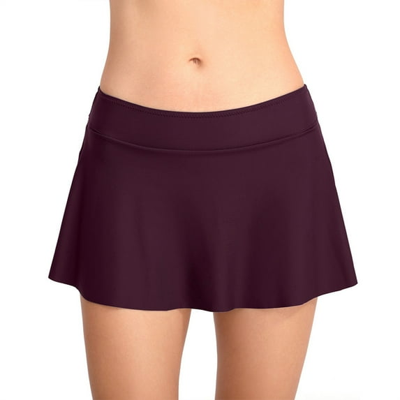 ANINEO Women Swimwear Mid-Waisted Bikini Bottoms Swim Briefs Beach Stretch Tights Culottes Relaxed Fit Hawaii Summer Tropical Brazilian Beachwear