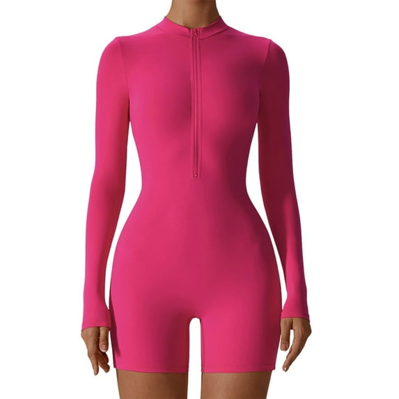 ANINEO Women Swimwear Open Zipper Long Sleeved Jumpsuit Monokini Dance Fitness Sports Monokini Sexy Tight Yoga Wear Lovely Hawaii Summer Tropical Brazilian Beachwear