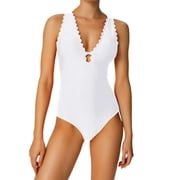 ANINEO Women Swimwear Ruffled Swimsuit V-Neck Lace Up Stylish Hawaii Summer Tropical Brazilian Beachwear