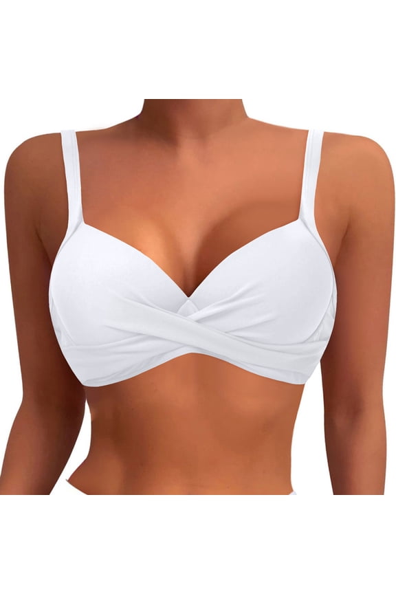 Women Underwire Bikini Tops Push Up Swim Tops Bra Padded Bathing Suit Tops Swimsuit Tops Solid Color Birthday Brassiere
