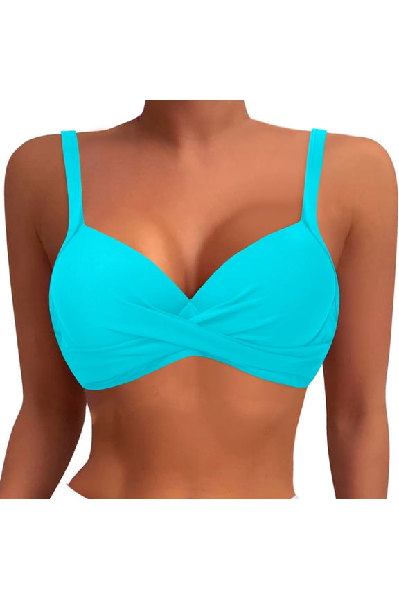 Women Underwire Bikini Tops Push Up Swim Tops Bra Padded Bathing Suit Tops Swimsuit Tops Solid Color Holiday Brassiere