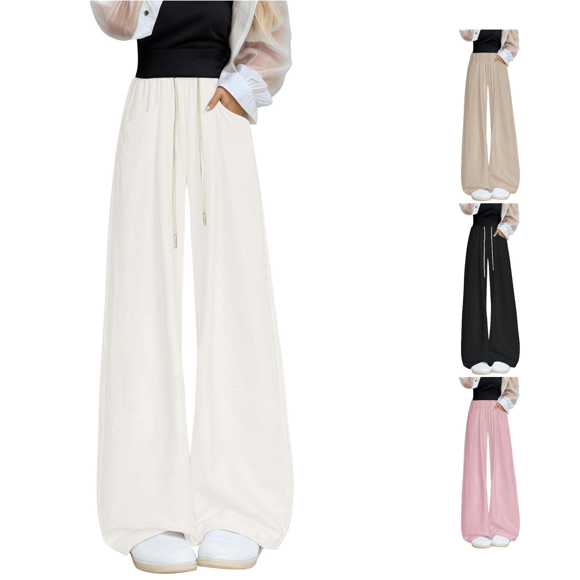 ANINEO Women's Casual Pants High Waisted Loose Flowy Wide Leg Trousers ...