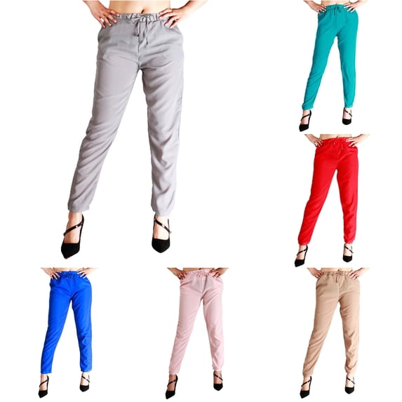 ANINEO Women's Casual Pants Solid Color Sports Multicolor Pants High Waist Stretch Breathable Female Summer Trousers