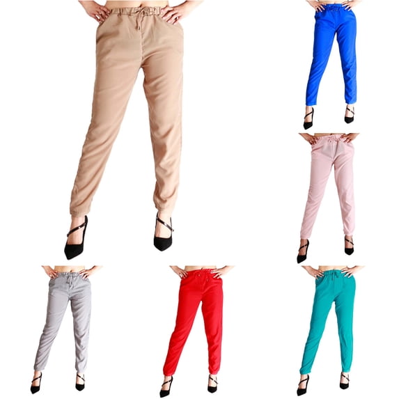 ANINEO Women's Casual Pants Solid Color Sports Multicolor Pants High Waist Stretch Classic Female Summer Trousers