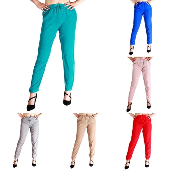 ANINEO Women's Casual Pants Solid Color Sports Multicolor Pants High Waist Stretch Soft Female Summer Trousers