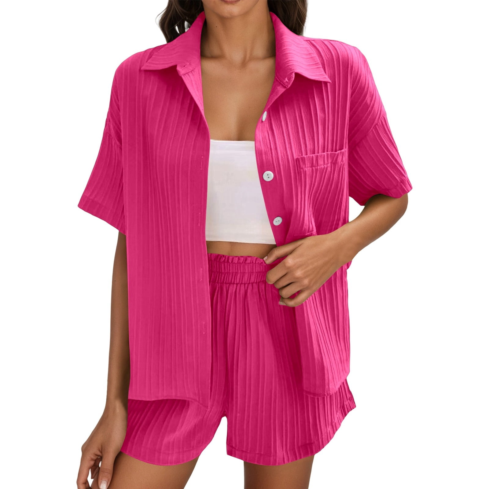 Ribbed Tank Top Shorts Home Women's Suit