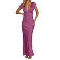 thumbnail image 1 of ANINEO Women's Elegant Satin V-Neck Backless Midi Dress Hollow Party Evening Gown Summer Casual Dresses Solid Color Fashionable Daliywear, 1 of 6