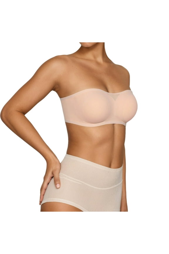 Women's Strapless Bra Summer Lightweight Seamless Comfortable Support Push Up Bust Bralette Solid Color Boho Brassiere