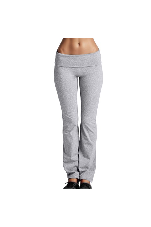 Womens Solid Color Large Folding Bottom Pants Sports Pants Elastic Bottom Pants Trendy Female Summer Trousers