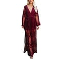 thumbnail image 1 of ANINEO Womens V-Neck Button Fashion Lace Long Dress Long Sleeve Wave Dress, 1 of 9