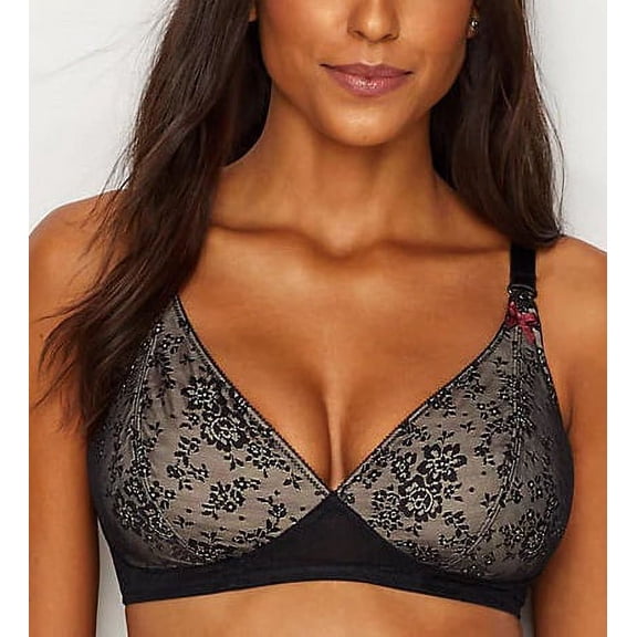 ANITA Black Fleur Wire-Free Nursing Bra, US 34C, UK 34C, NWOT