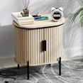 thumbnail image 1 of ANJ Fluted Nightstand with Charging Station, Bed Side Table, Mid Century Modern End Table with Storage for Bedroom Entryway, Camel, 1 of 7