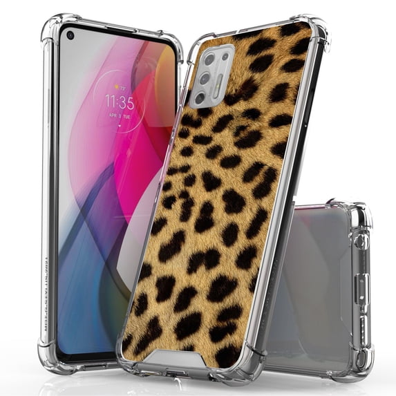 ANJ+ Hybrid Slim Hard Back Cover Case Flexible Bumper for Motorola Moto G Stylus 2021 - Yellow Cheetah
