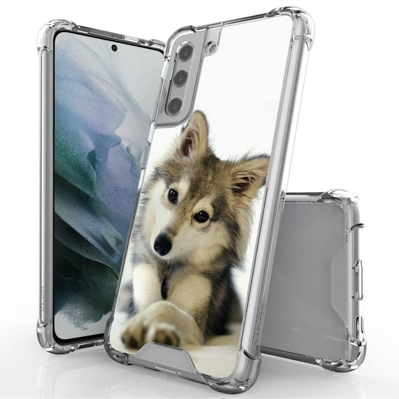 ANJ+ Hybrid Slim Hard Back Cover Case Flexible Bumper for Samsung Galaxy S21 - Cute Puppy