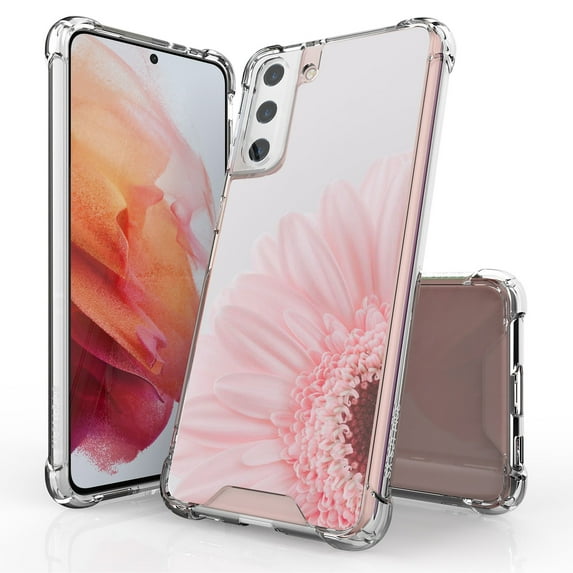 ANJ+ Hybrid Slim Hard Back Cover Case Flexible Bumper for Samsung Galaxy S21 Plus - Close Up Flower