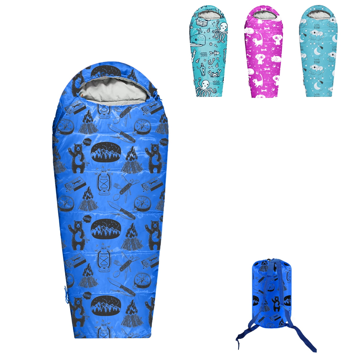KidzAdventure 32 - 59°F Mummy Youth Sleeping Bag - Blue Adventure