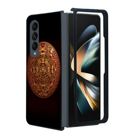 ANJ+ Protective Snap-On Design Printed Case Compatible with Samsung Galaxy Z Fold 4 - Wooden Mayan
