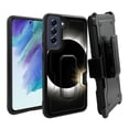 thumbnail image 1 of ANJ+ Rugged Dual Layer Hybrid Holster Kickstand Case w/ Card Slot + Tempered Glass Cover for Samsung Galaxy S21 FE 5G - Eclipse, 1 of 3