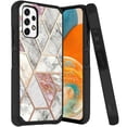 thumbnail image 1 of ANJ+ Rugged Dual Layered Shockproof Slim Hybrid Case + Tempered Glass Cover Compatible with Samsung Galaxy A23 5G - Nordic Marble Pattern (White), 1 of 3