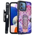 thumbnail image 1 of ANJ+ Rugged Shockproof Kickstand Hybrid Case with Card Slot and Holster + Tempered Glass Cover for Motorola Moto G Stylus 5G (2023) - Blue Mandala Elephant, 1 of 3