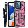 thumbnail image 1 of ANJ+ Rugged Shockproof Kickstand Hybrid Case with Card Slot and Holster + Tempered Glass Cover for Motorola Moto G Stylus 5G (2023) - Pink Tree, 1 of 3