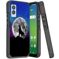 thumbnail image 1 of ANJ+ Shockproof Dual Layer Slim Hard Case + Tempered Glass Cover Compatible with Cricket Magic 5G, AT&T Propel - Full Moon Howling 3, 1 of 5