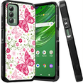 thumbnail image 1 of ANJ+ Shockproof Dual Layer Slim Hard Case + Tempered Glass Cover Compatible with Cricket Outlast, AT&T Jetmore - Lacy Butterfly, 1 of 5