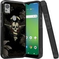 thumbnail image 1 of ANJ+ Shockproof Dual Layer Slim Hard Case + Tempered Glass Cover Compatible with Icon 5, AT&T Motivate 4 - Gothic Skull, 1 of 5