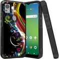 thumbnail image 1 of ANJ+ Shockproof Dual Layer Slim Hard Case + Tempered Glass Cover Compatible with Icon 5, AT&T Motivate 4 - Music Notes, 1 of 5