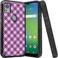 thumbnail image 1 of ANJ+ Shockproof Dual Layer Slim Hard Case + Tempered Glass Cover Compatible with Icon 5, AT&T Motivate 4 - Purple Checkers, 1 of 5