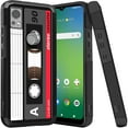 thumbnail image 1 of ANJ+ Shockproof Dual Layer Slim Hard Case + Tempered Glass Cover Compatible with Icon 5, AT&T Motivate 4 - Retro Cassette, 1 of 5