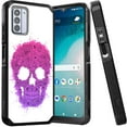 thumbnail image 1 of ANJ+ Shockproof Dual Layer Slim Hard Case + Tempered Glass Cover Compatible with Nokia C300 - Abstract Skull, 1 of 5
