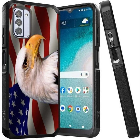 ANJ+ Shockproof Dual Layer Slim Hard Case + Tempered Glass Cover Compatible with Nokia C300 - American Eagle 2