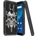thumbnail image 1 of ANJ+ Slim Dual Layer Hybrid Shockproof Case + Tempered Glass Cover for Cricket Icon 3, Splendor, AT&T Motivate 2 - Punk Skull, 1 of 3