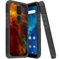 thumbnail image 1 of ANJ+ Slim Dual Layer Hybrid Shockproof Case + Tempered Glass Cover for Cricket Icon 3, Splendor, AT&T Motivate 2 - Red Aurora, 1 of 3