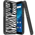 thumbnail image 1 of ANJ+ Slim Dual Layer Hybrid Shockproof Case + Tempered Glass Cover for Cricket Icon 3, Splendor, AT&T Motivate 2 - White Zebra, 1 of 3
