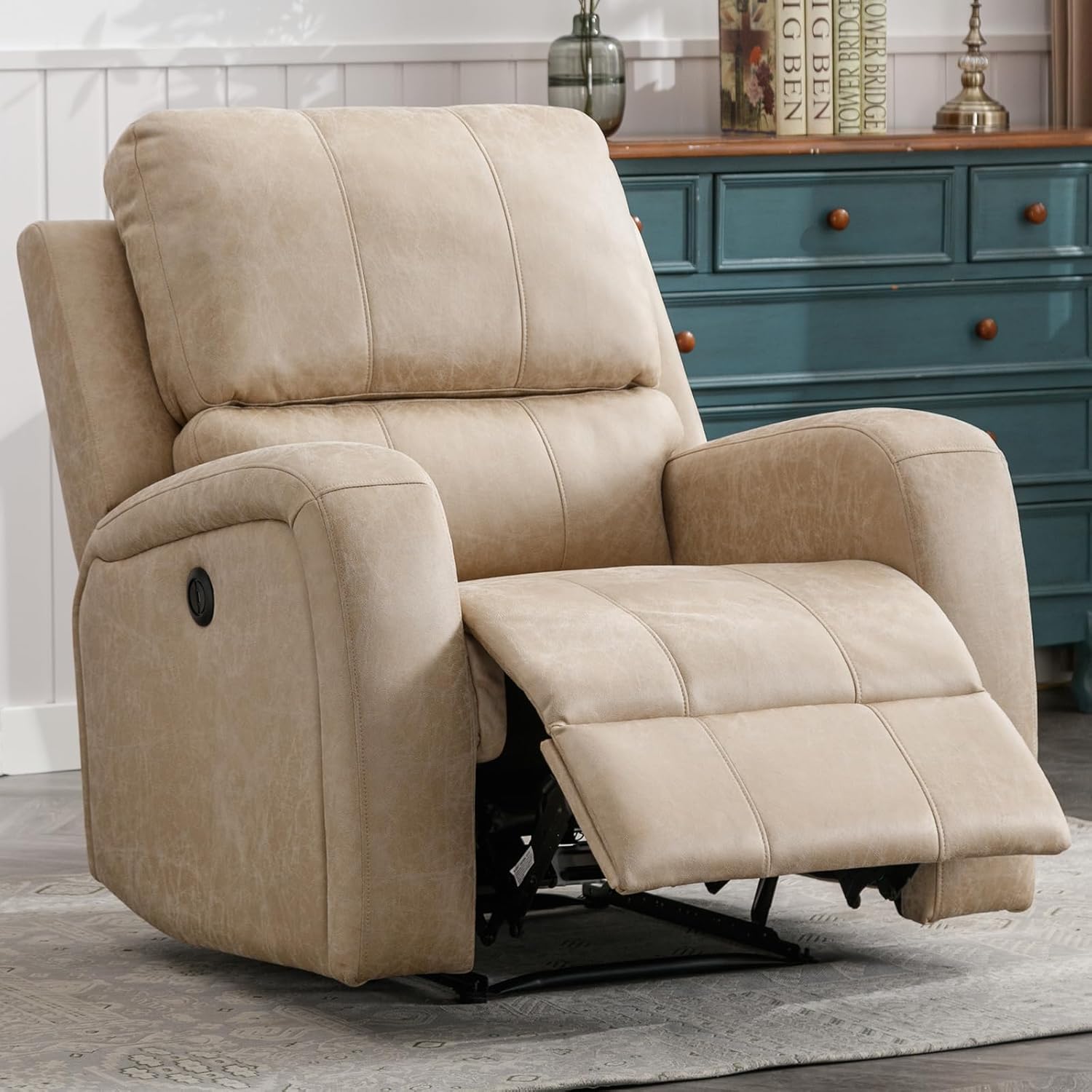 ANJHOME Power Recliner Chairs, Electric Leather Recliners with USB