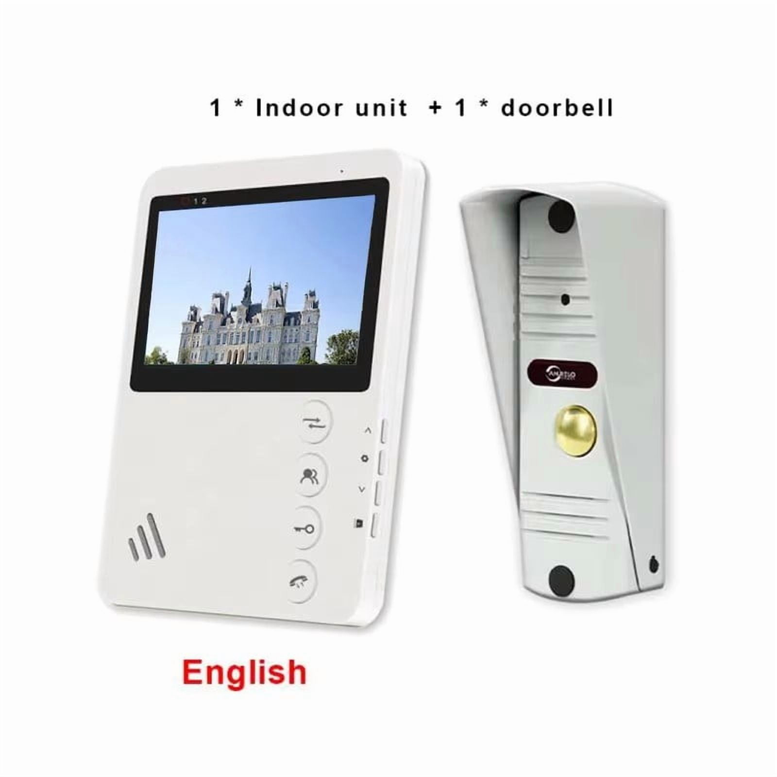 ANJIELO SMART Wired Video Apartment Intercom Door Phone Doorbell System,Handsfree Waterproof Outdoor Doorbell Indoor Monitor One Key Unlock for Home Villa