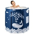 thumbnail image 1 of ANJORALA 27.5" Protable Folding Bathtub for Adult, Hot Bathtub Ice Bathtub Soaking Bath Tub, Whale Pattern, 1 of 10