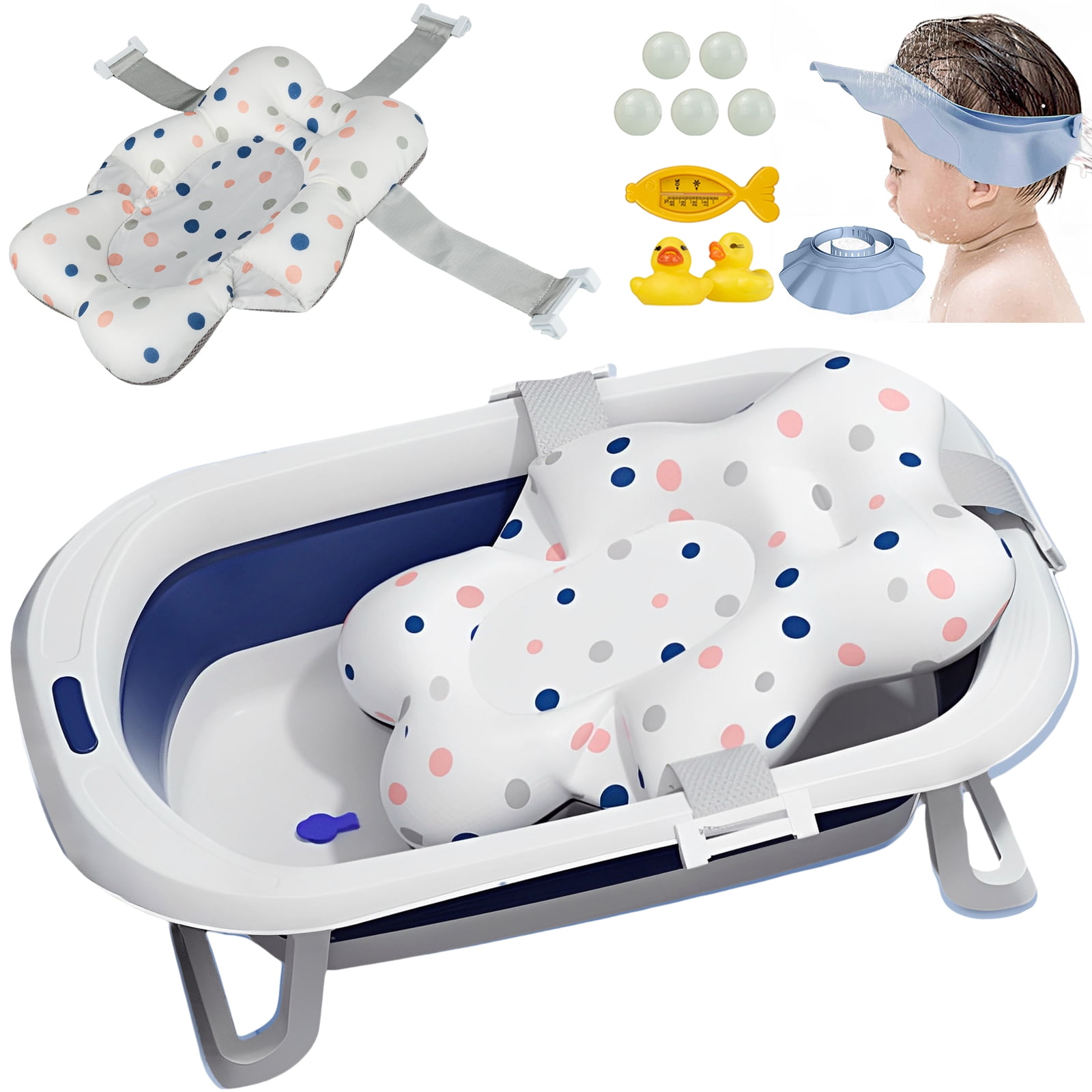 ANJORALA 31in Folding Baby Bath Tub, Portable Baby Bathtub with Anti