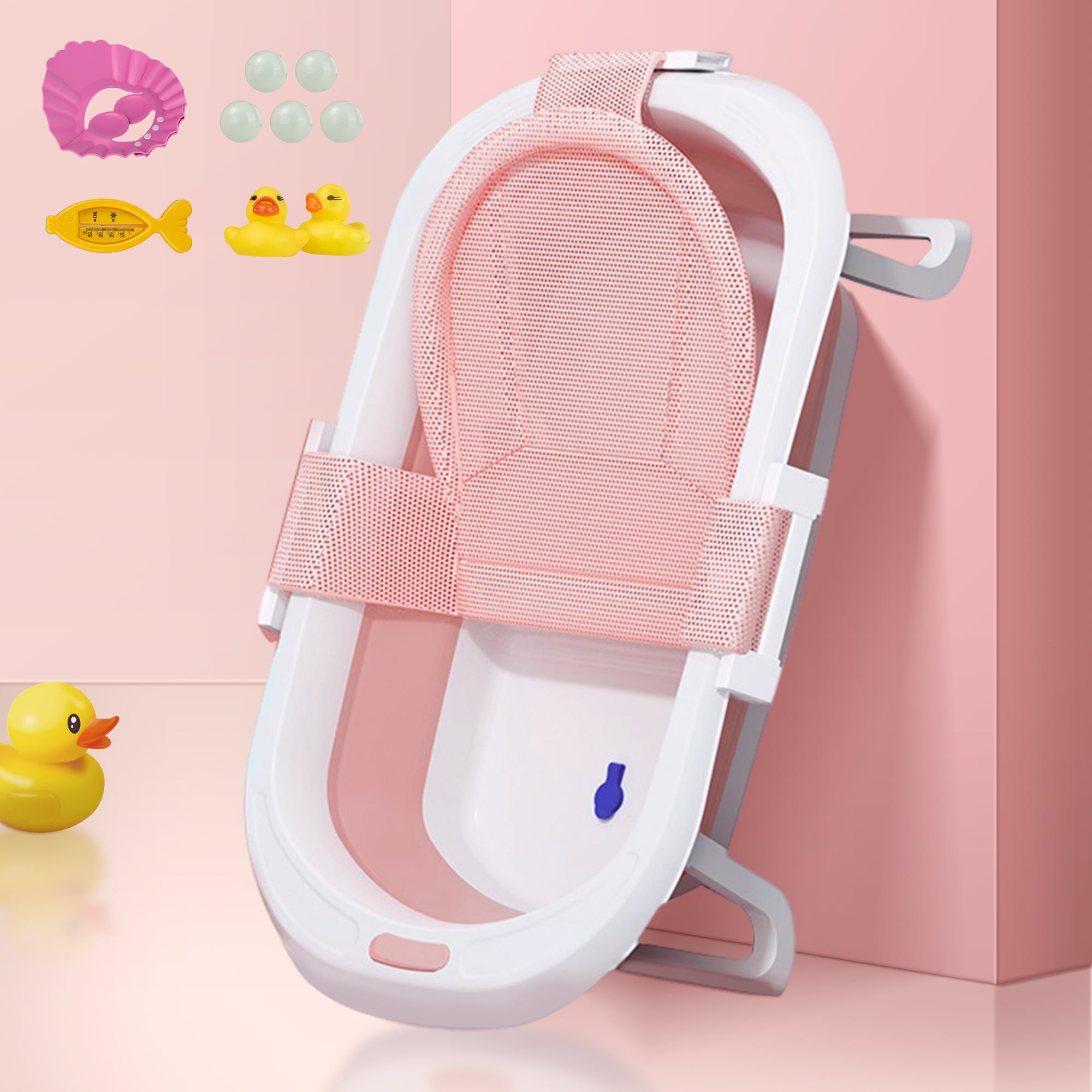 ANJORALA 31in Folding Baby Bath Tub, Portable Baby Bathtub with Anti
