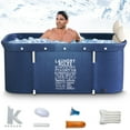 thumbnail image 1 of ANJORALA 47in Portable Foldable Bathtub for Adult, Freestanding Hot Ice Bath Tub, Cowboy Blue, 1 of 11