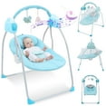 thumbnail image 1 of ANJORALA Baby Swings for Infants Toddler, Portable Newborn Swing Bouncer, Bluetooth(Blue), 1 of 10