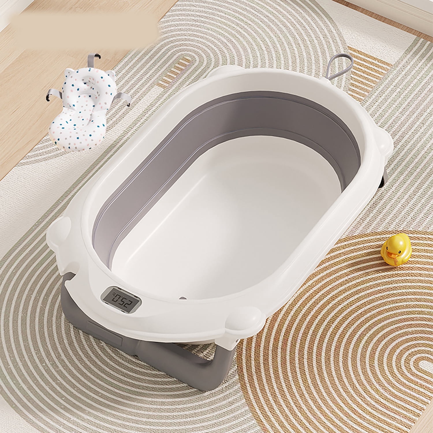ANJORALA Folding Baby Bathtub with Real-time Temperature & Shower Hole