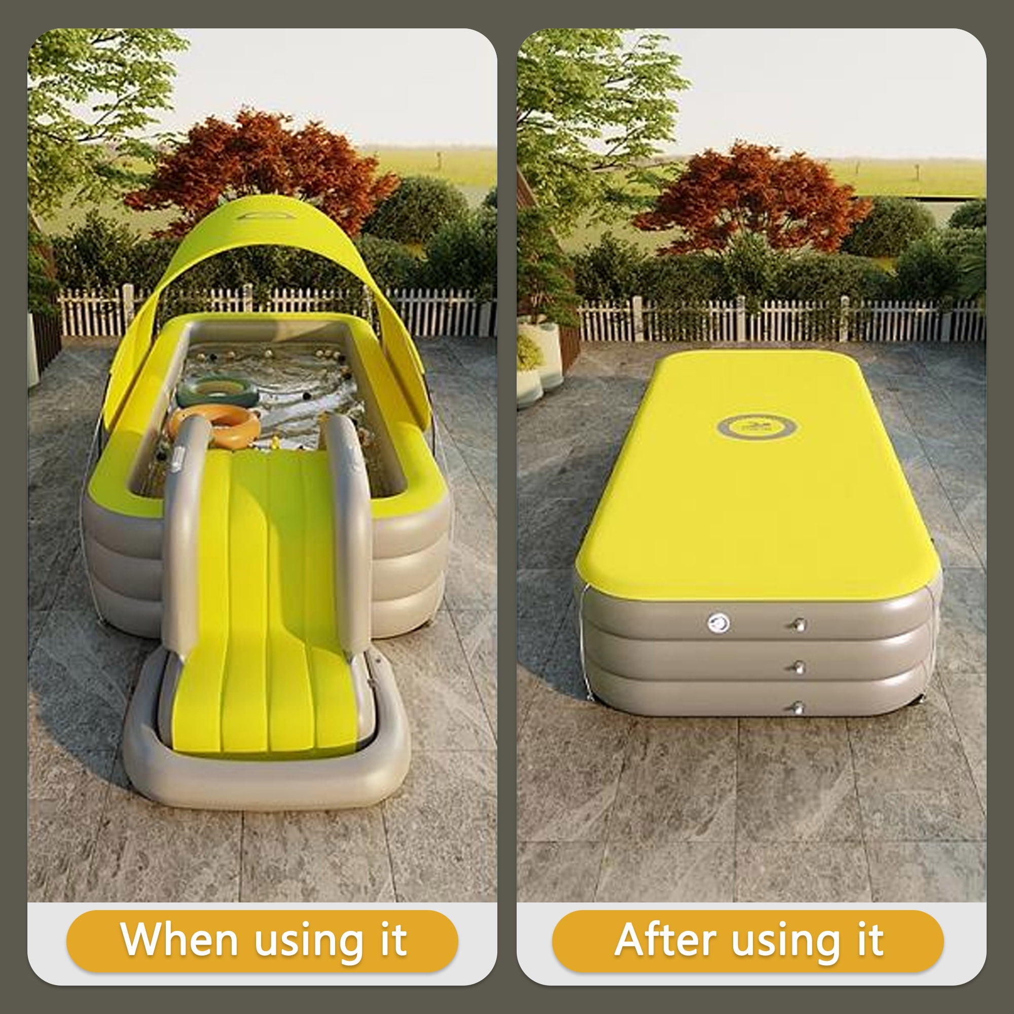 ANJORALA Kids Child Inflatable Swimming Pool with Slide and Sunshade