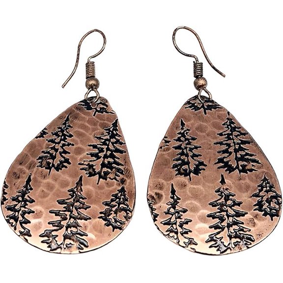 ANJU JEWELRY Engraved Metal Collection Earrings - Pine Tree