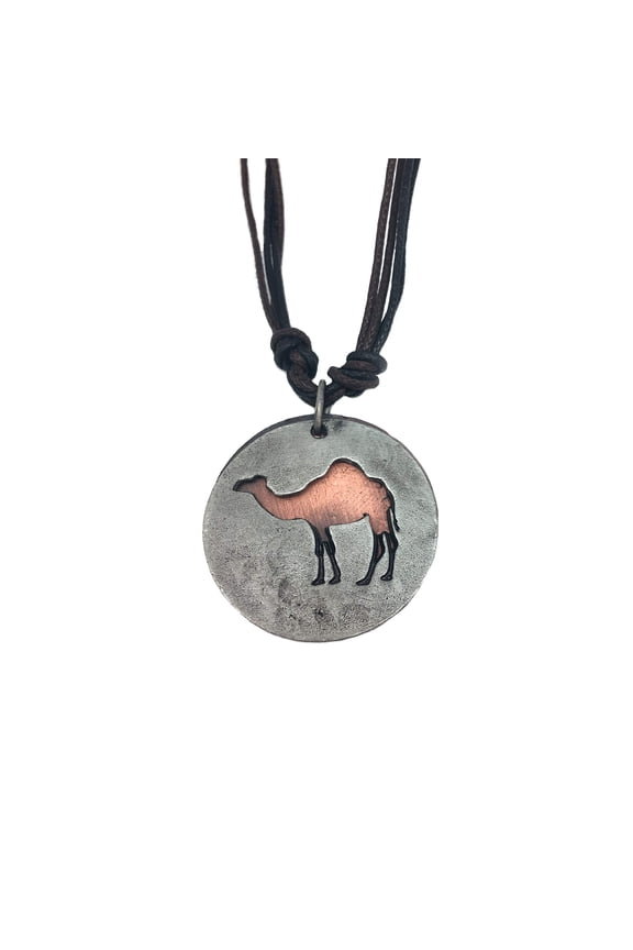 Pewter Cotton Cord Necklace - Camel