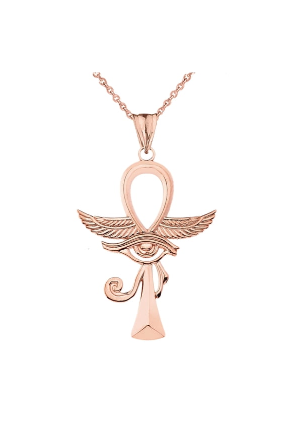 ANKH WITH EYE OF HORUS PENDANT NECKLACE IN ROSE GOLD : 10K Pendant only